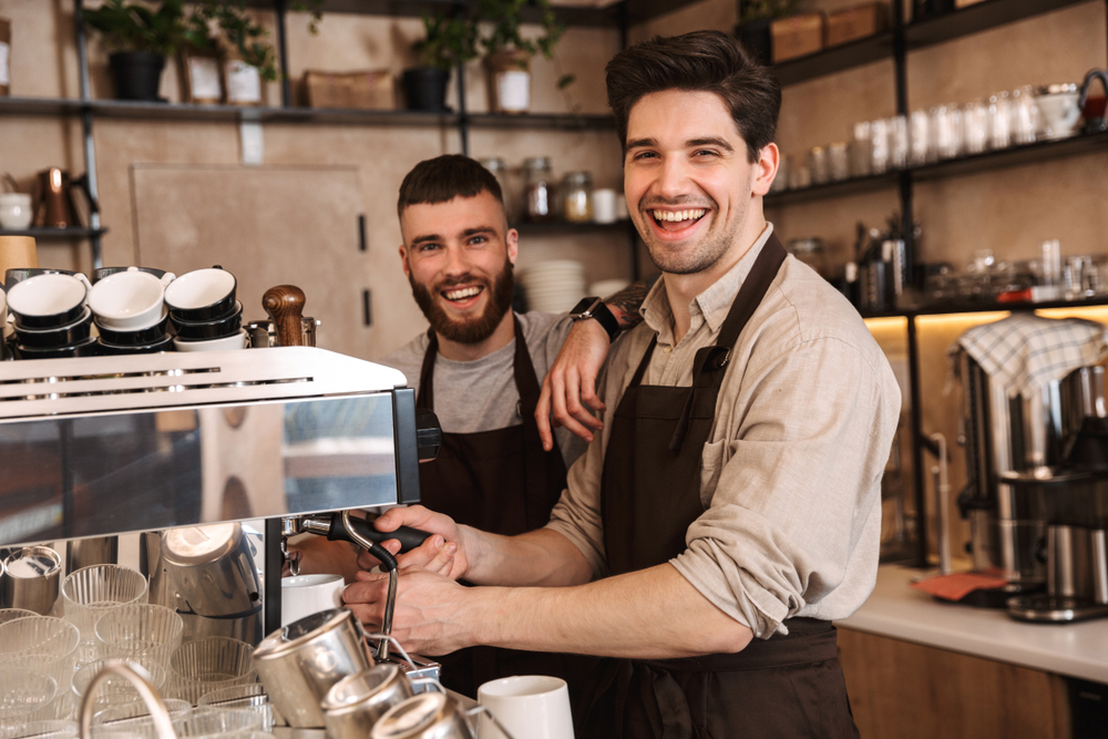 Expert barista preparing coffee