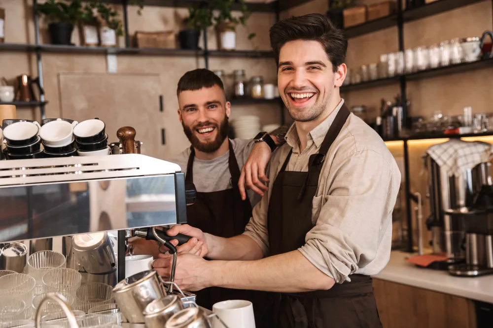 Expert barista preparing coffee